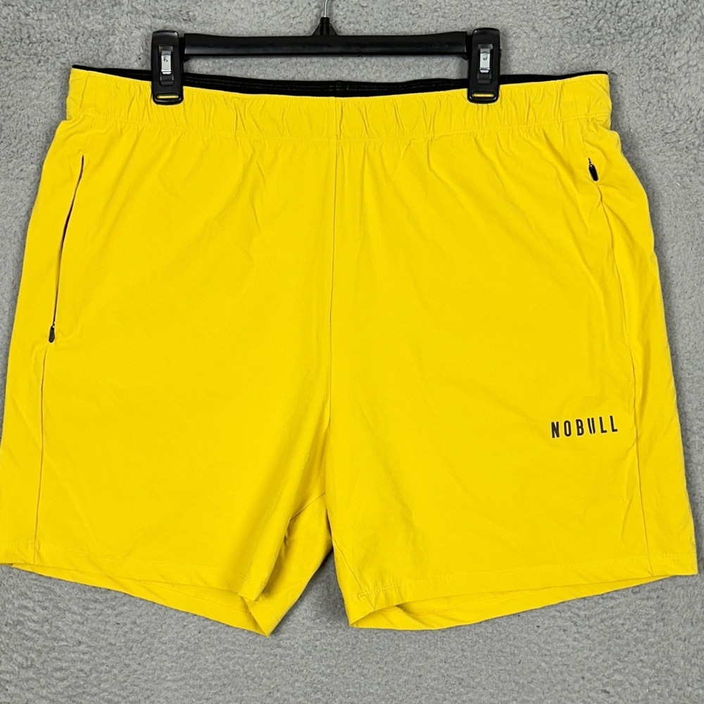 NOBULL Shorts Mens XL Training Yellow Athletic Zipper Pockets Lightweight EUC